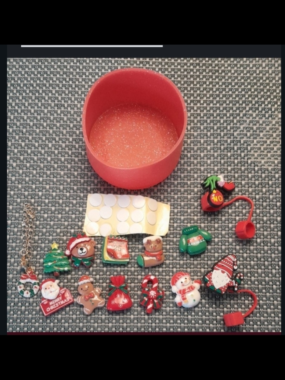 Christmas Tumbler Cup Charm Set Accessories- Red Decorative Charms (SET OF 7)